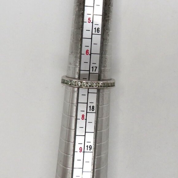 Eternity Band Ring Size 7 Vintage Style Silver Tone Clear Rhinestones - Picture 6 of 7